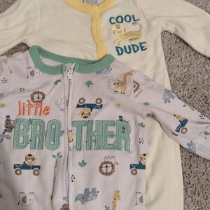 Little Brother Mint & Cream Kids One-Piece Footies